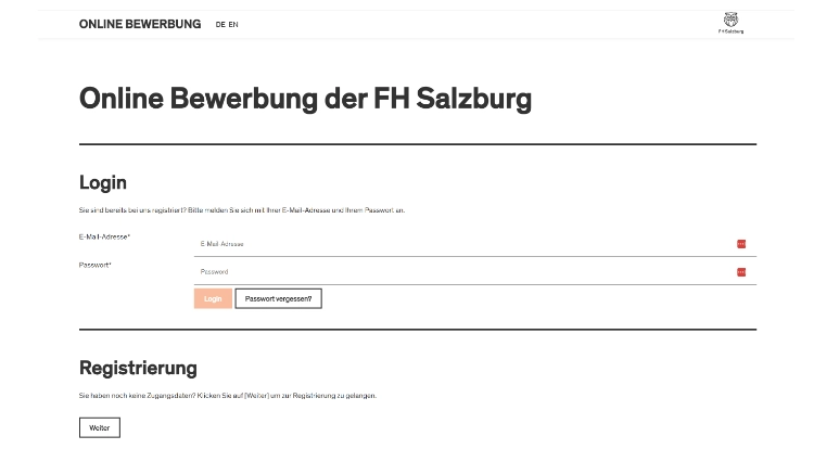 FH Salzburg Online Bewerbung